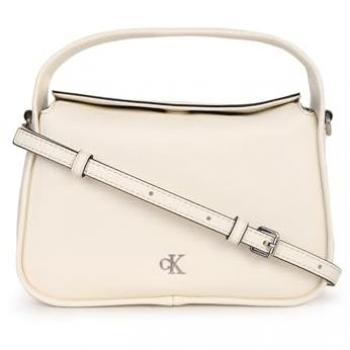 Borsa a mano Calvin Klein Metal Mono Mini Block20 W/Flap Écru Donna
