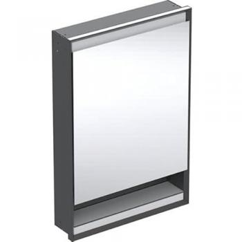 Geberit ONE Unterputz Spiegelschrank 60x90cm, schwarz matt mit ComfortLight, 1 Tür Anschlag links