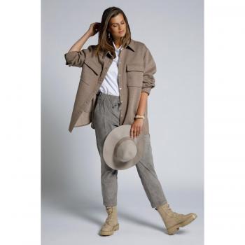 Giacca a camicia grigia con maniche lunghe donna 48/50
