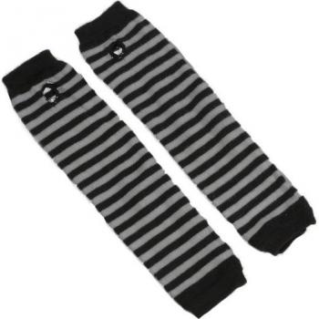 Black and White Striped Elbow Length Fingerless Gloves for Women