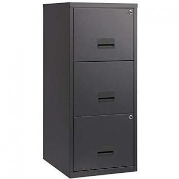 Meuble à Tiroirs en Acier 3 Grands Compartiments Anthracite