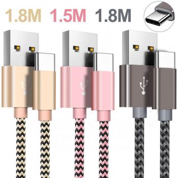 Er USB C Kabel Set, Typ C Datenkabel, Fast Charge, Gold Rosa Grau