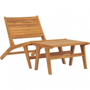 Gartenstuhl Teak mit Fußablage aus Massivholz