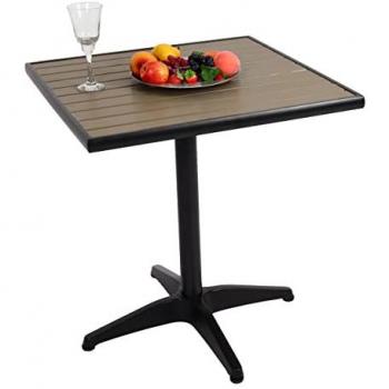 Table de jardin HWC-J95 avec revêtement alu bois