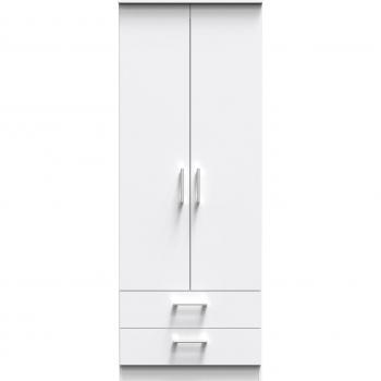 White Cornwall Dual‑Door 2‑Drawer Ready‑Set Wardrobe