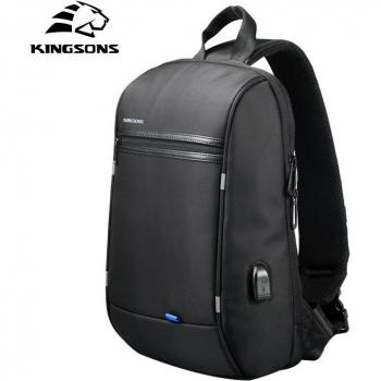 Kingsons Men's Chest Bag with USB Charging