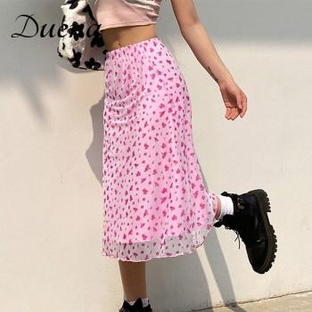 Falda de Malla Rosa con Diseño Floral para Mujer