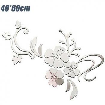Miroir Fleur 3D Amovible, Décalcomanie Murale