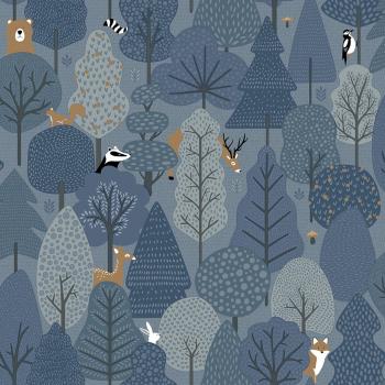 Metallic Woodland Animals Wallpaper for Kids