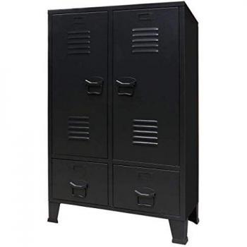 VidaXL Wardrobe Metal Industrial Style 26.4x13.8x42.1 Black