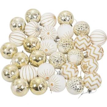 30Pcs White and Gold Holiday Ornaments