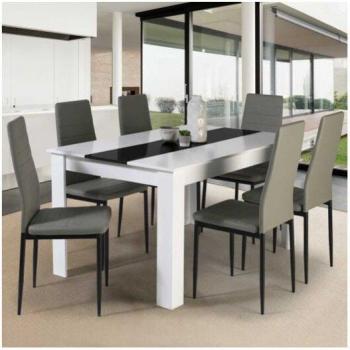 Georgia Dining Table – 6 seats, bianco e nero, 140 cm