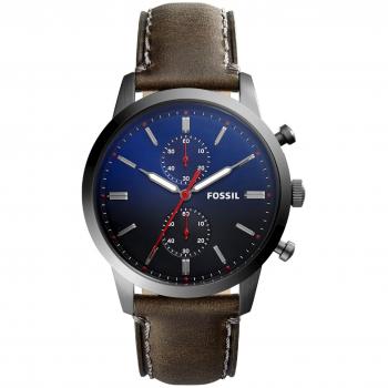 Fossil Herren-Armbanduhr mit braunem Lederband