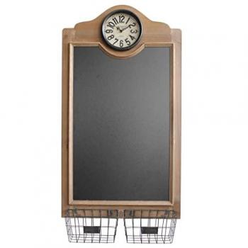 Tableau Blanc Clarissa avec Horloge Intégrée et Rangement Pratique