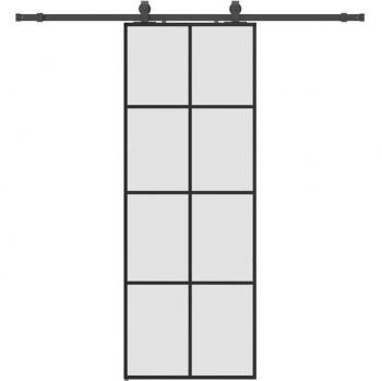 Black 76x205 cm Sliding Door with Complete Hardware – ESG Glass