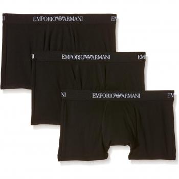 Emporio Armani Sleek Trio Pack Designer Trunks, Black