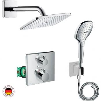 Set de Ducha Empotrable Hansgrohe Ecostat Square + Raindance e240 con Control Termostático