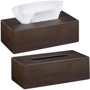 Elegant Bamboo Wipe Dispenser Pair