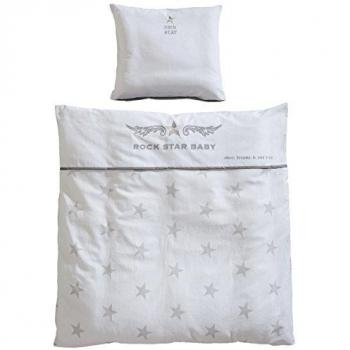 Roba Rock Star Baby 2-tlg Wiegenbettwäsche Set, Baby Bettwäsche 80x80 cm, Decke & Kissen