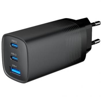 Chargeur mural 65W USB-C avec 2 ports USB-C et 1 port USB-A
