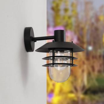 Lindby Wandleuchte Meliora, schwarz, Eisen, IP44, E27