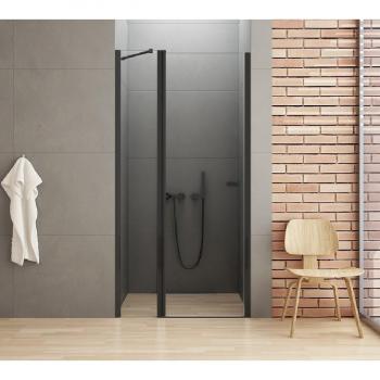 Porte de douche pivotante 90 cm noir RHODES BLACK (noir)