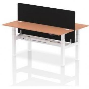 Height Adjustable Air 2-Person Bench Desk with Beech Top and Cable Port (1800 x 600mm)