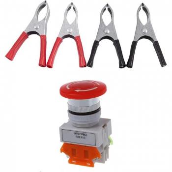 Black Red Battery Clip Boots (2 Pairs) with Emergency Stop Switch 600V 10A