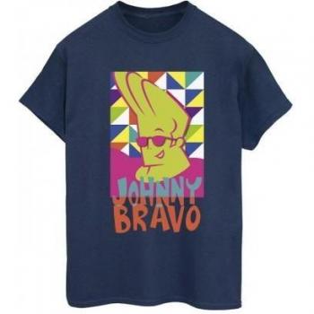 T-shirt Donna Johnny Bravo Triangoli Pop Art Blu Navy