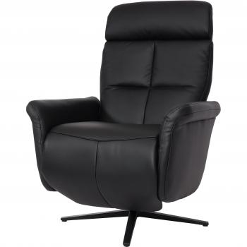 Sillón multifuncional para TV: giro, recline, reposapiés y piel negra