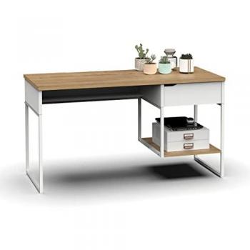 Mesa de Escritorio Shira Blanco y Roble Gold 138x58x76 cm