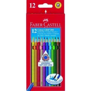 Crayons de couleur Colour Grip 2001 Faber-Castell Set de 12 avec boîte en carton