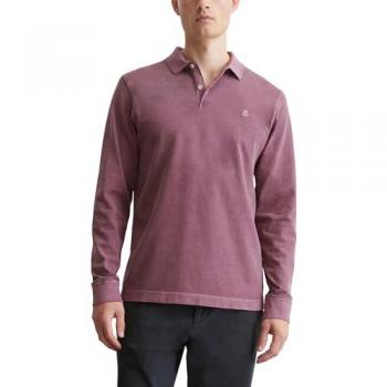 Langarm-Poloshirt MARC O'POLO Gr. XXL, lila (soft mauve), Herren, Jersey, Obermaterial: 100% Baumwolle, Shirts, im Washed-Look