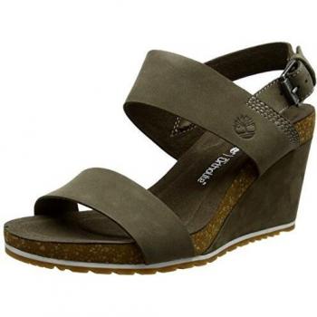 Timberland Capri Sunset Wedge, Mules Femme, Gris (Canteen Naturebuck 901), 37.5 EU
