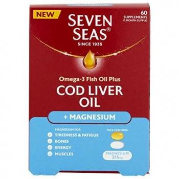 Seven Seas Cod Liver Oil Omega-3 with Magnesium, 60 Capsules