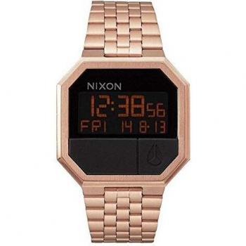 Goldene Re‑Run Damenuhr Nixon – Digitale Quarz-Uhr mit Edelstahlarmband