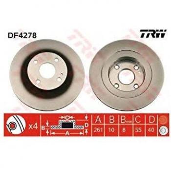 Remschijf TRW DF4278 Achter, 1 Stuk Volledig