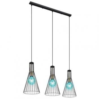 Esstisch Pendelleuchte, dimmbar, 3-flammig, RGB Farbwechsel, Industrial Käfig-Design