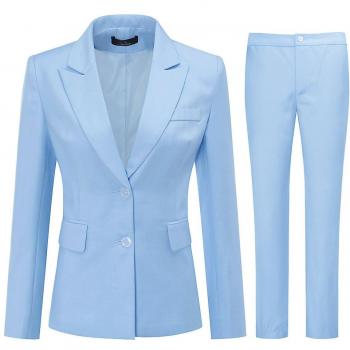 Vestimenta de Negocios Mujer L Azul Claro Blazer + Pantalón