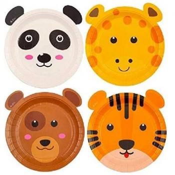 Set di 8 Piatto di Carta Animali per Feste, 18 cm