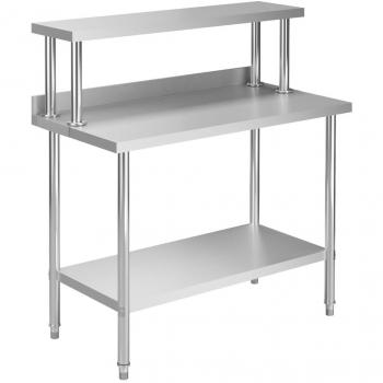 Tavolo da Cucina in Acciaio Inox con Ripiano 120x60x120 cm