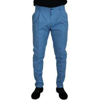 Dolce & Gabbana Blue Silk Cotton Trousers