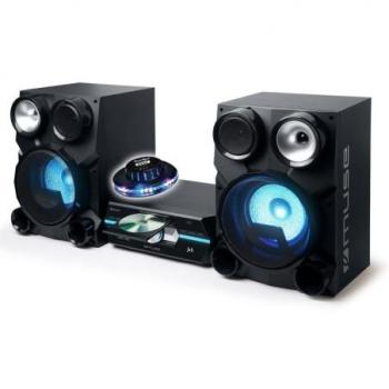 Muse M-80DJ Micro Chaîne Hi-Fi, Bluetooth, lecteur CD, MP3/USB, Radio FM, Écran LED rétro-éclairé blanc, Light OVNI