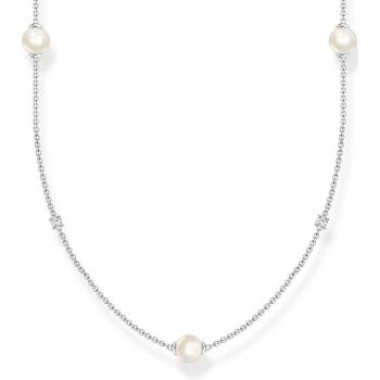THOMAS SABO Necklaces Pearls with White Stones Silver 925 Sterling Silver Freshwater Pearl Cubic Zirconia Gray Female ONE SIZE