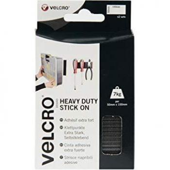 Velcro Heavy Duty Peel-and-Stick Strips 50mm x 100mm Black (2 Pack)