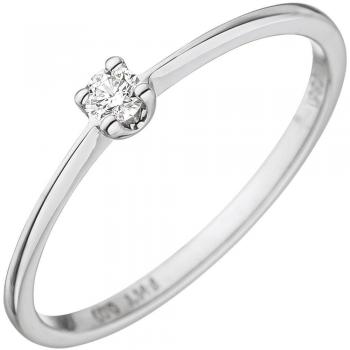 Jobo Damenring 585 Weißgold mit 1 Diamant Brillant 0,07ct. Größe 50