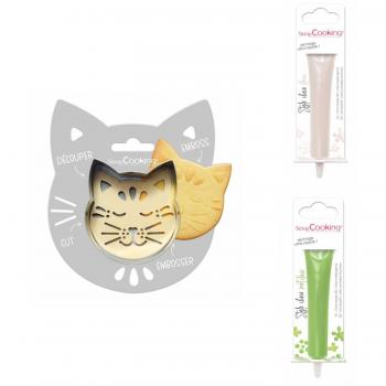 Feline Imprint Baking Bundle: Cookie Kit + Two‑Shade Chocolate Pens