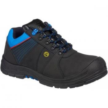 Protector Composite Leather Industrial Safety Shoes – Black/Blue, UK 6.5