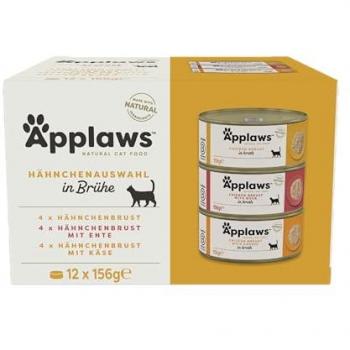 Pâtée Moulue Applaws Poulet Bouillon, Pack Multipack 12x156 g – Pour Chat Adulte