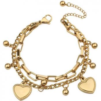 FINE4U B273 Stainless Steel Figaro Chain Bracelet